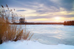 Schnee, Wasser, Sonnenuntergang, Winter